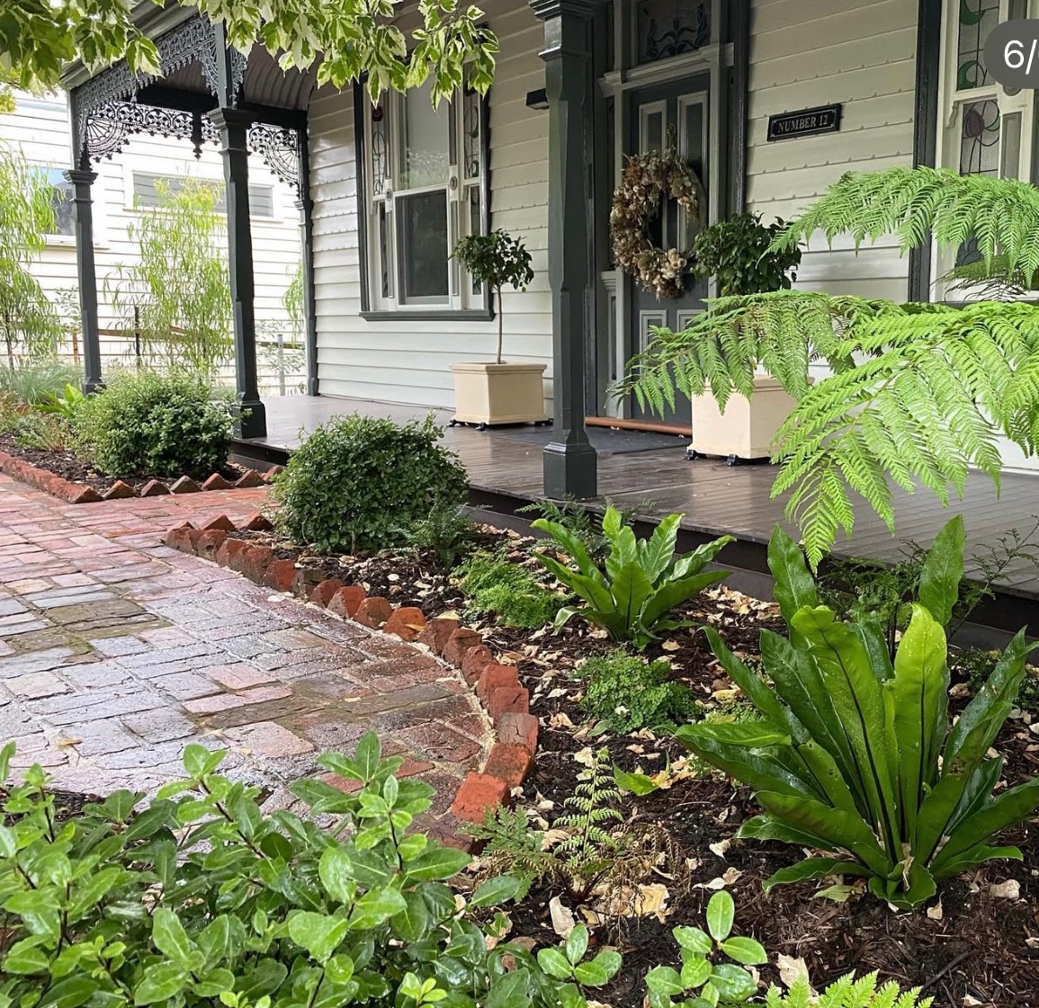 Front porch with wreath on the door, Melbourne Victorian Cottage